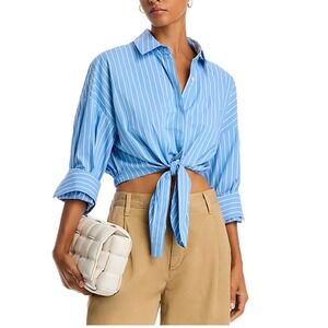 STAUD Lisa Shirt Azure Pin Stripe Brand New